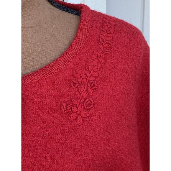Vintage Pendleton 100% Virgin Wool Red Cardigan Embroidery Women’s Large - Picture 2 of 16